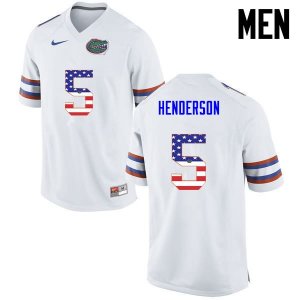 Men's Florida Gators #5 CJ Henderson NCAA Nike White USA Flag Fashion Authentic Stitched College Football Jersey PCD5262MA